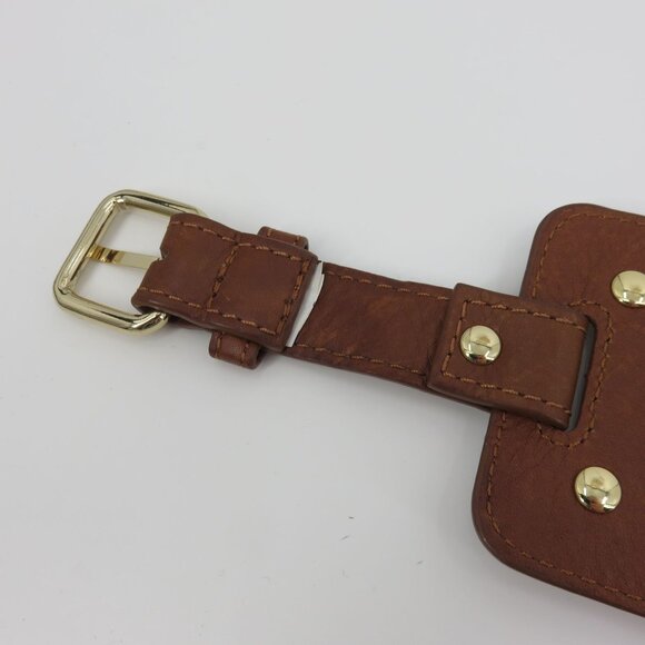 Y2K Juicy Couture Women Wide Brown Leather Gold D Ring Studded Corset Belt VTG main image 9